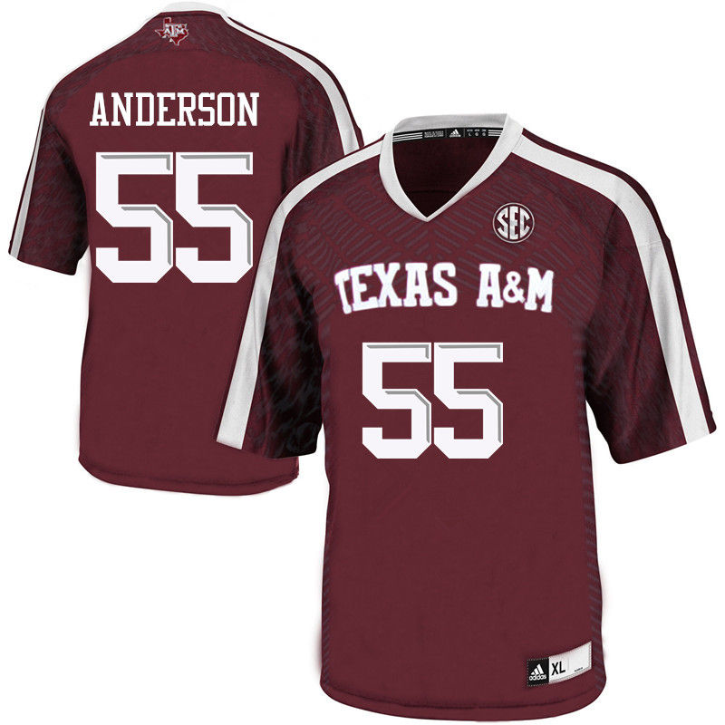 Men #55 Austin Anderson Texas A&M Aggies College Football Jerseys-Maroon